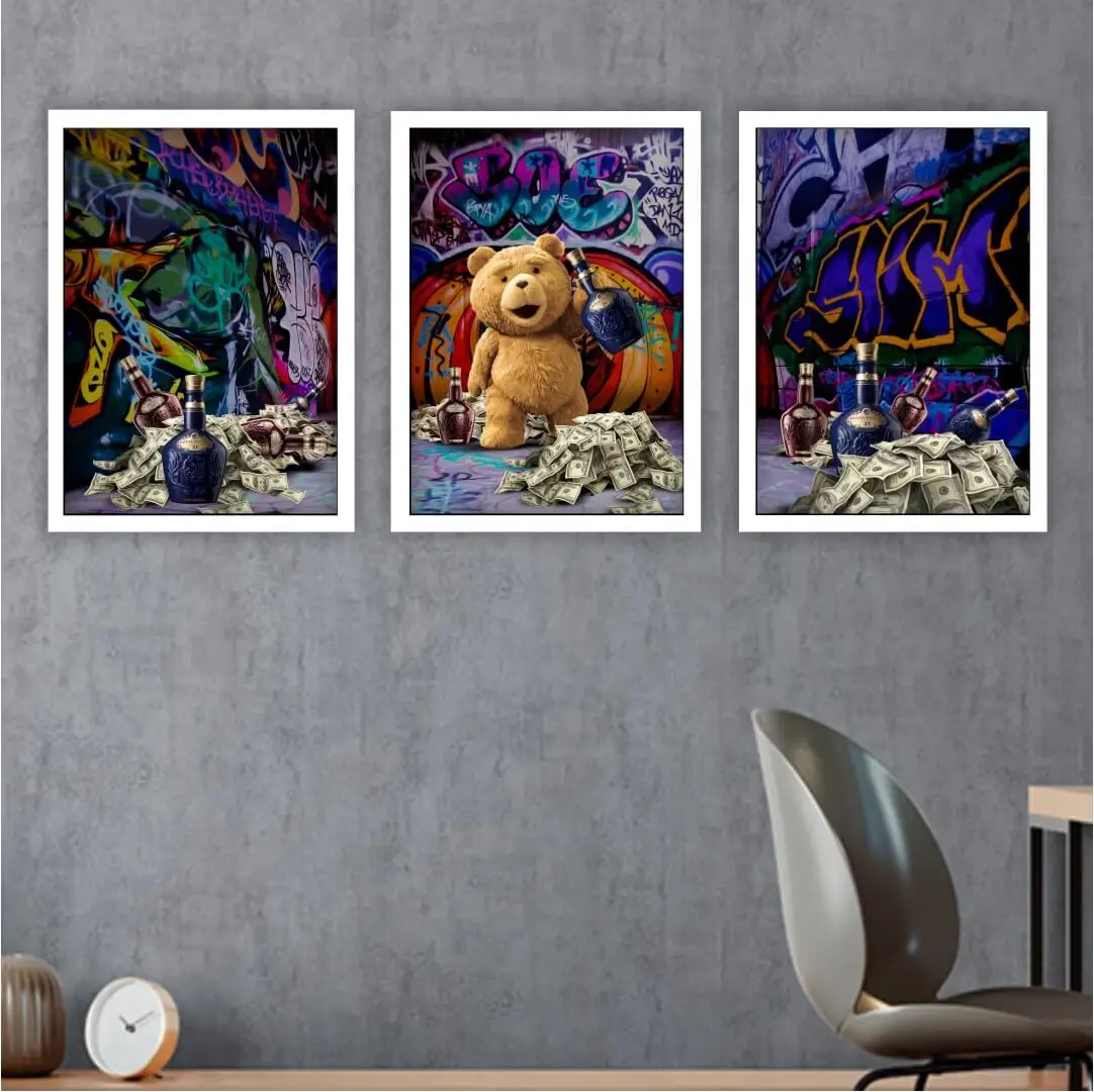 Kit 3 Quadros Conjunto Téd Bear - Imagem 2