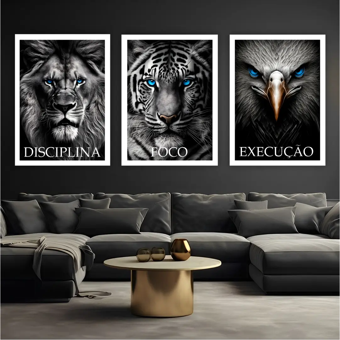 Kit 3 Quadros Animais Motivadores - Imagem 2
