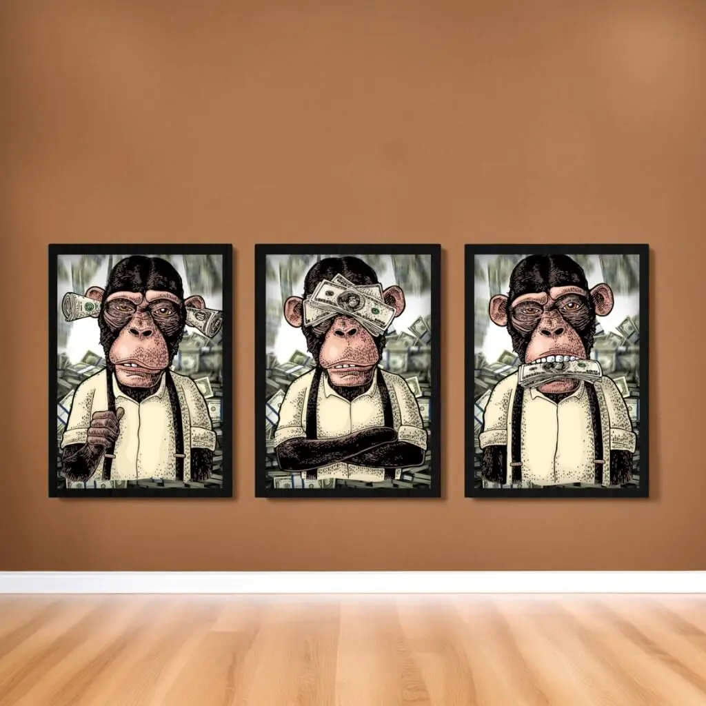 Kit-3-Quadros-Monky-Money