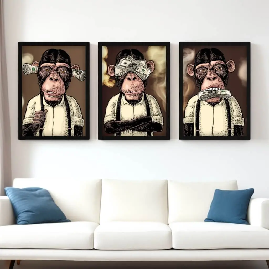 Kit-3-Quadros-smoking-monkey