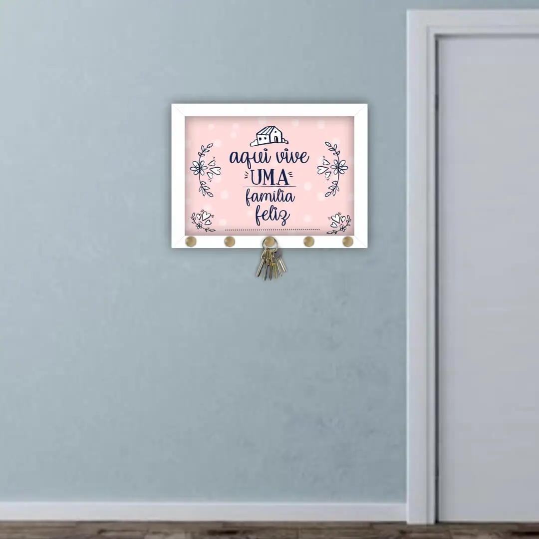 Q006- Quadro-Porta-Chave-Familia-Feliz