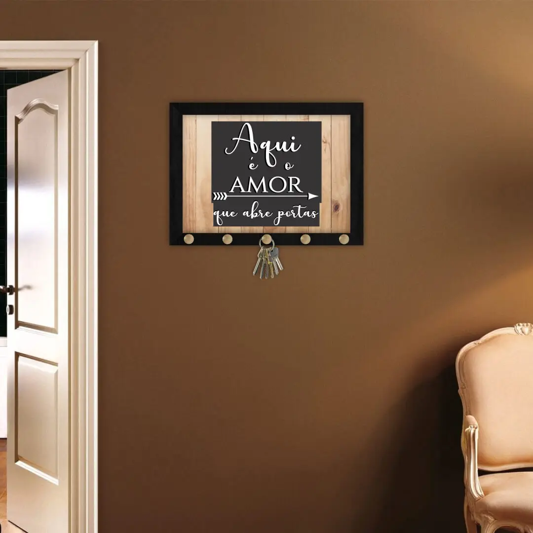 Quadro-Porta-chave-Aqui-é-o-Amor