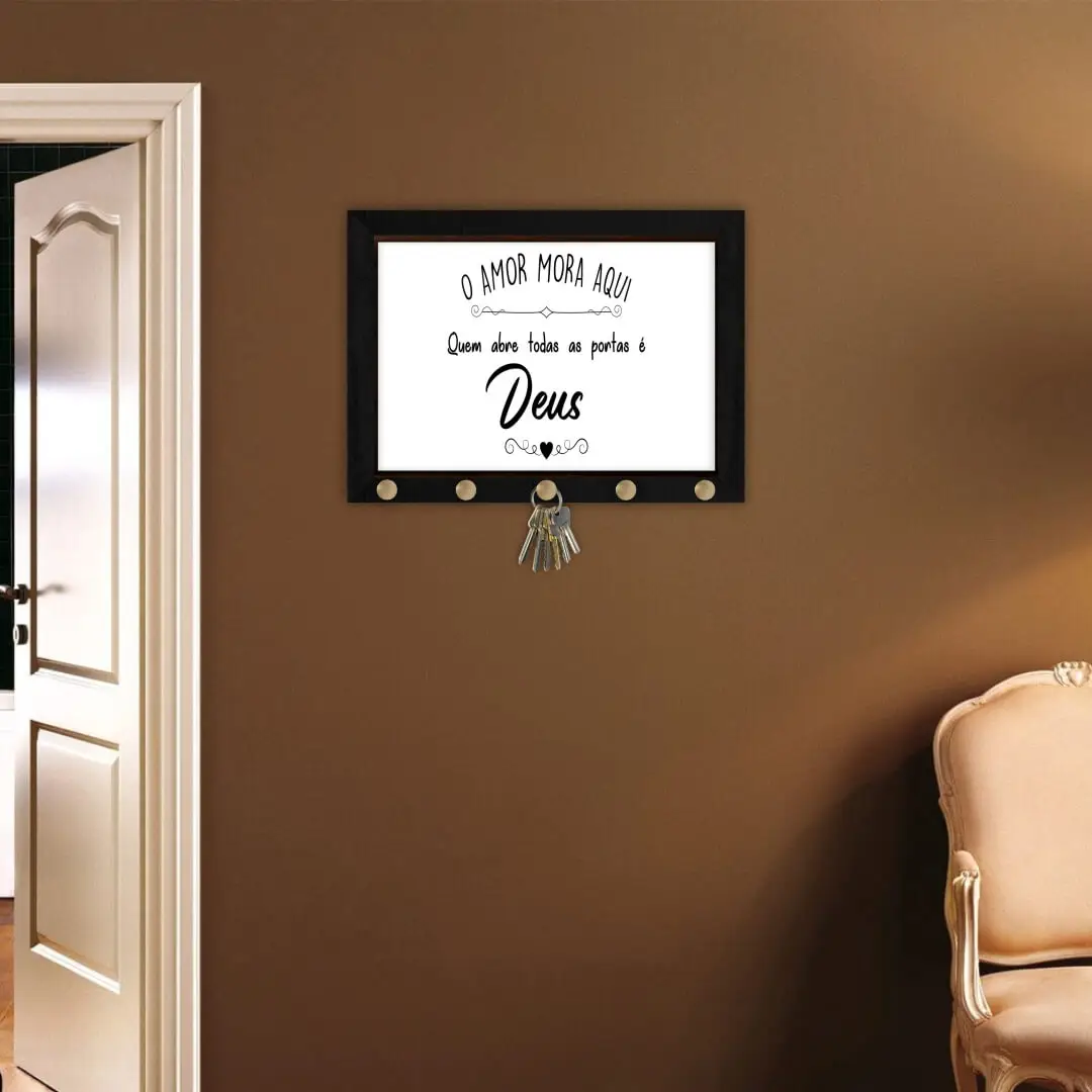 Q010 Quadro-Porta-Chave-Amor-Deus
