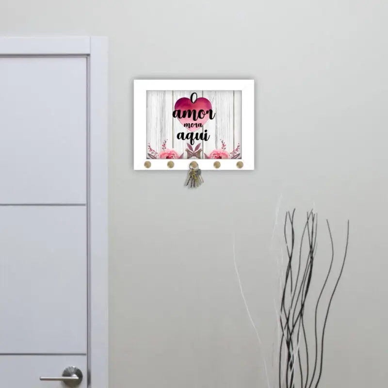 Quadro-Porta-Chave-Amor-mora-aqui