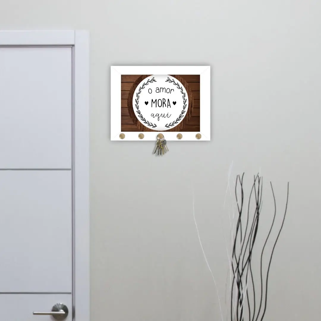 Quadro Porta Chave O Amor Mora Aqui - Imagem 2