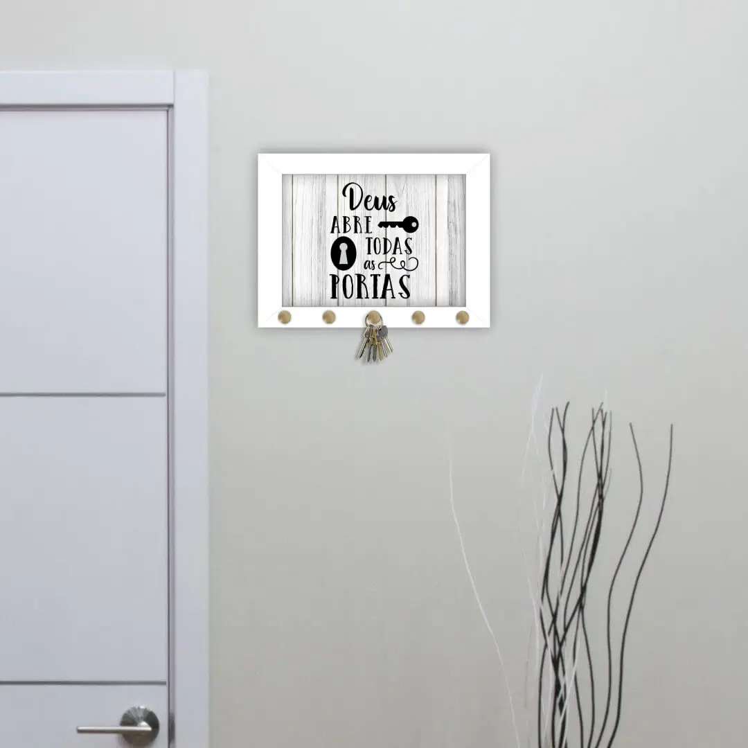 Quadro Porta Chave Deus Abre Portas - Imagem 2
