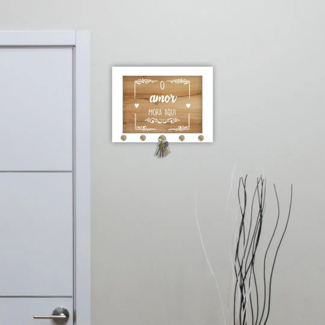 Quadro Porta Chave amor Mora Aqui - Imagem 2