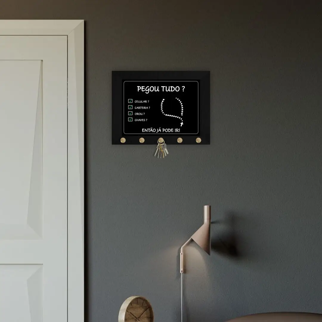Q024 Quadro-Porta-Chave-Pegou-Tudo-Terço