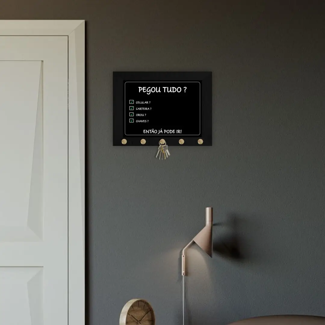 Q026 Quadro-Porta-Chave-Pegou-Tudo-Terço