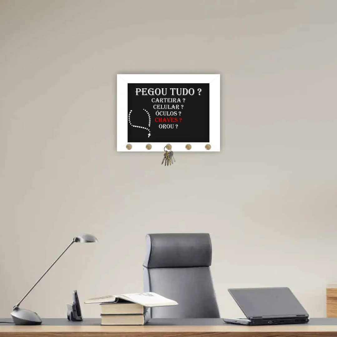 Quadro Porta Chave Pegou Tudo Terço - Imagem 2
