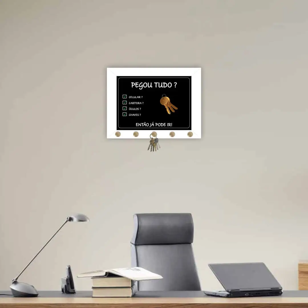 Quadro Porta Chave Pegou Tudo Dourado - Imagem 2