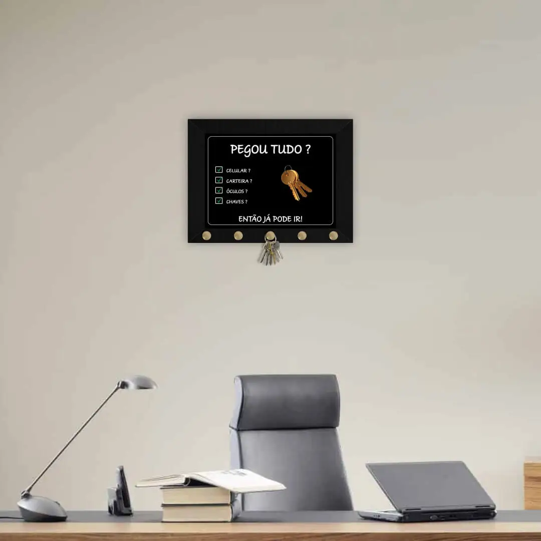 Quadro-Porta-Chave-Pegou-Tudo-Dourado