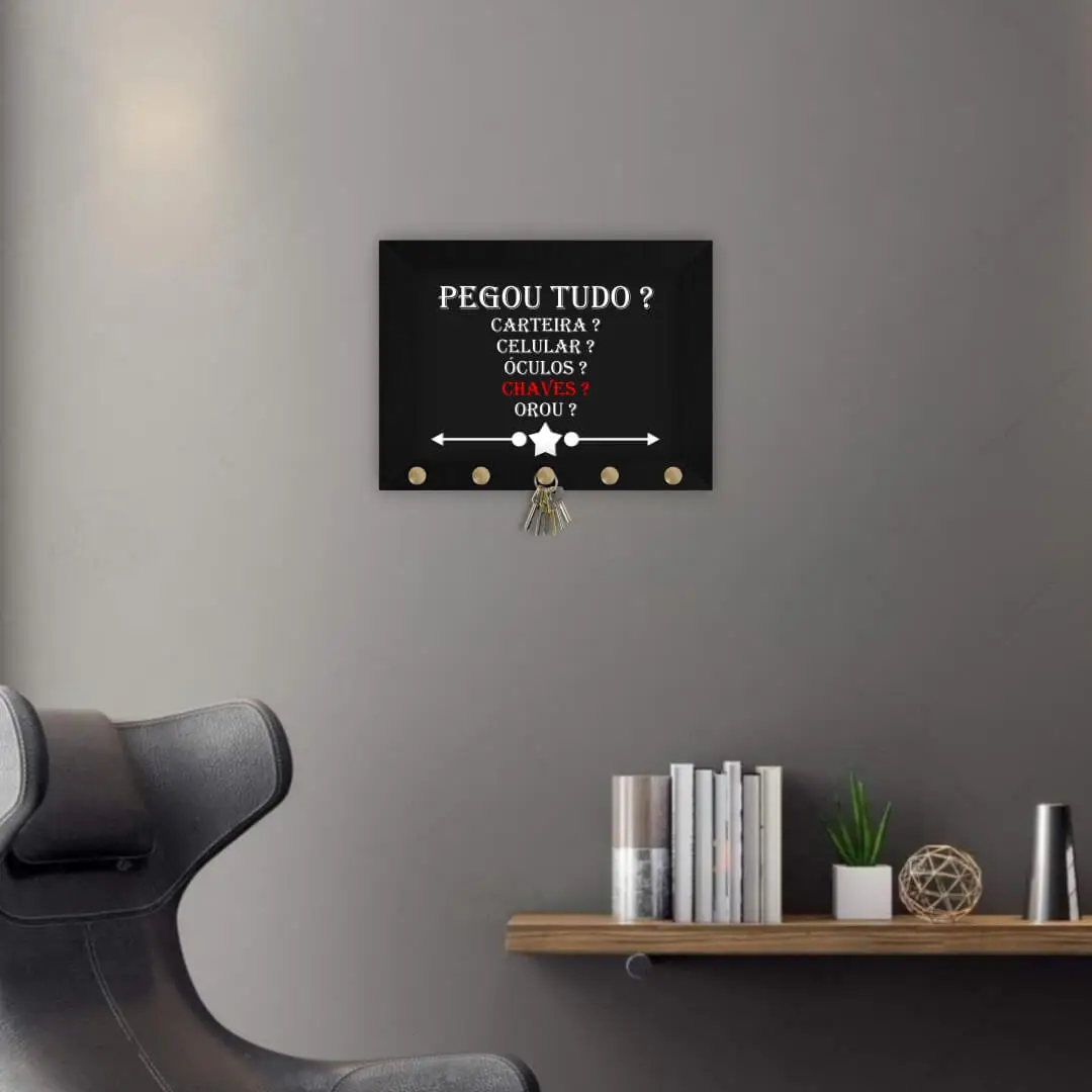 Quadro-Porta-Chave-Pegou-Tudo-estrela