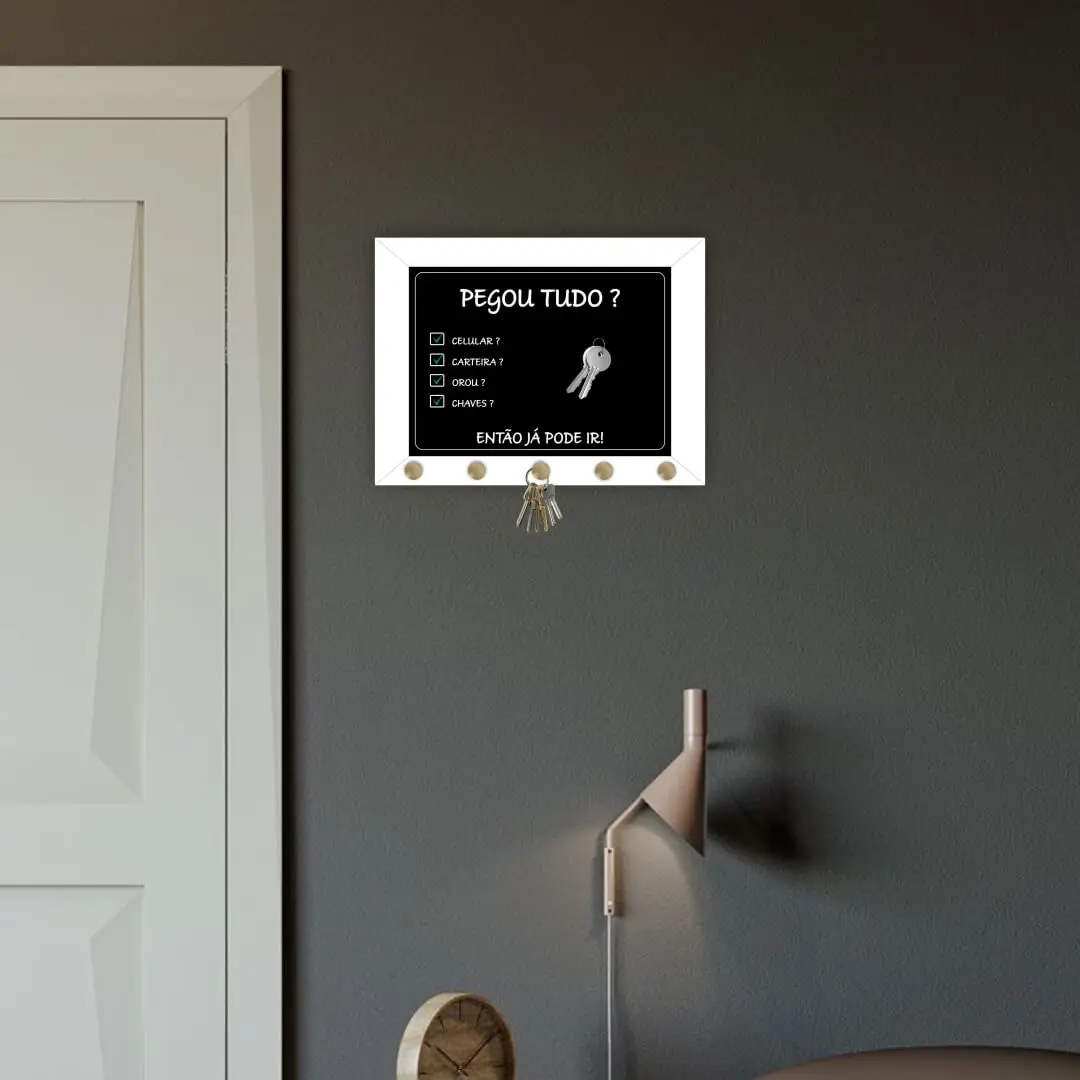 Quadro Porta Chave Pegou Tudo Prata - Imagem 2