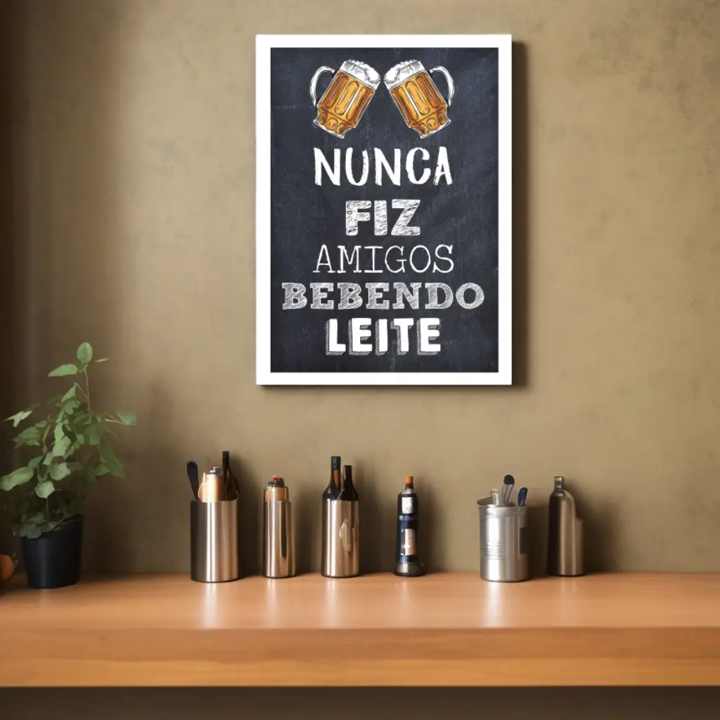 Quadro-Decorativo-Frase-Amigos-Bebendo - Imagem 1
