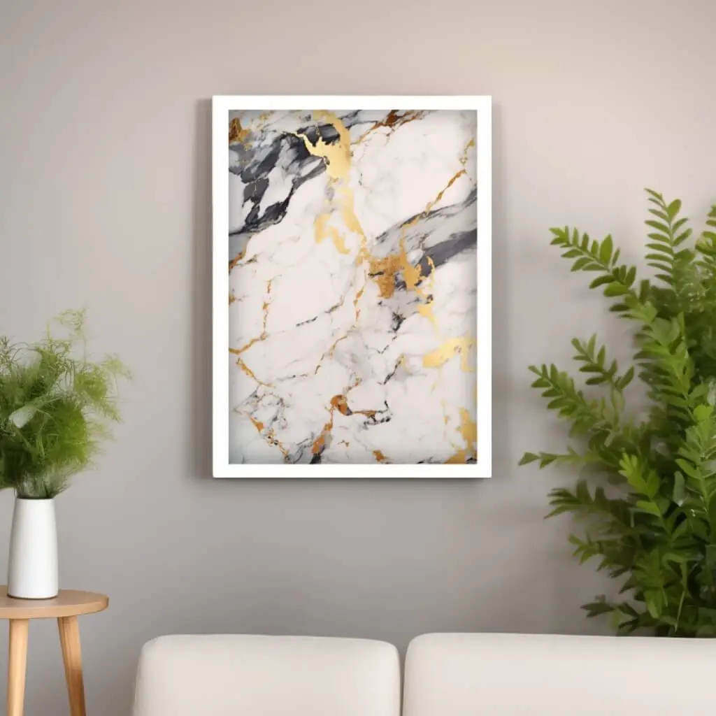 Quadro Decorativo Marmore Dourado - Imagem 2