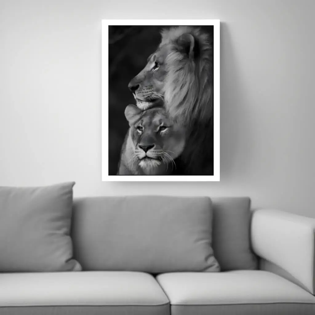 Quadro Decorativo Leão Pai e Filho - Imagem 2