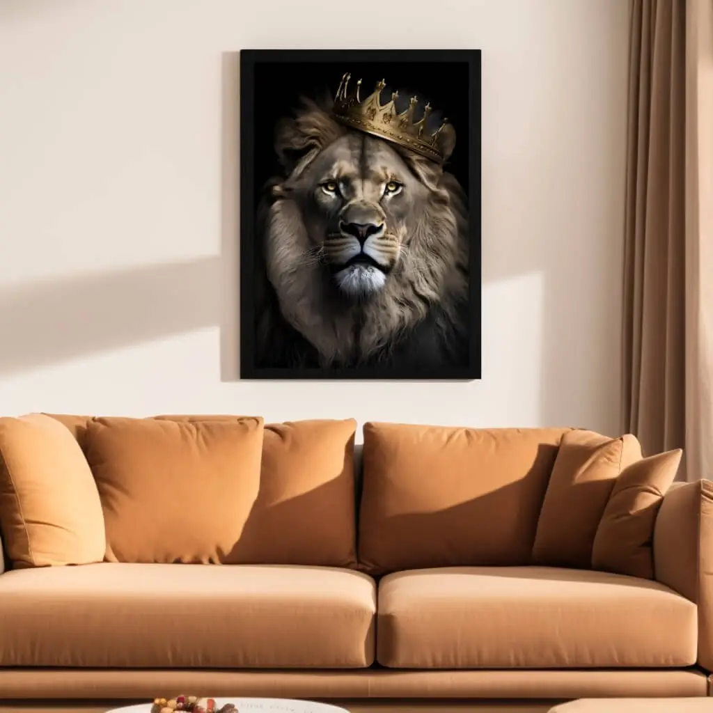 Quadro-Decorativo-Leão-rei-Coroa