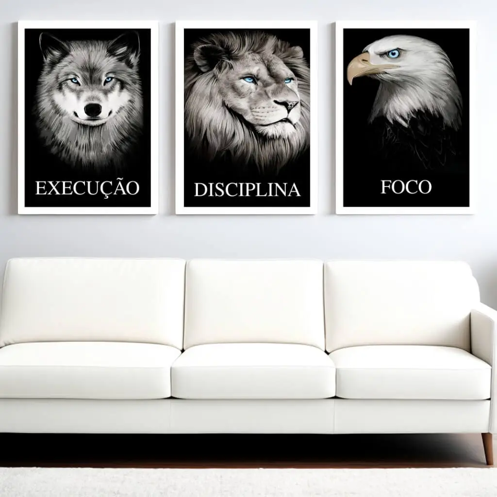 Kit 3 Quadros Decorativos Animais - Imagem 2