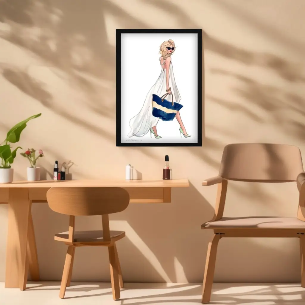 Quadro Decorativo Modelo Vestido Branco - Imagem 2