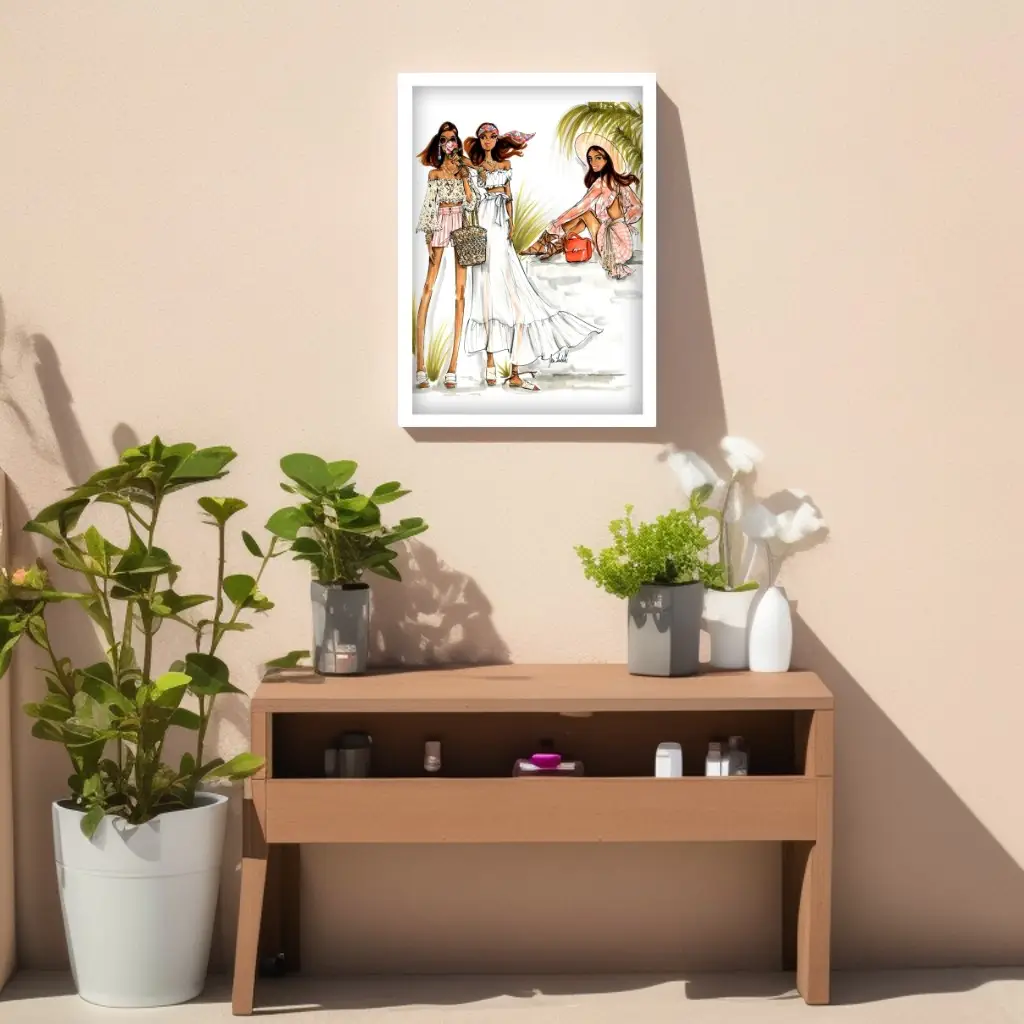 Quadro Decorativo Moda Mulheres na Praia - Imagem 2