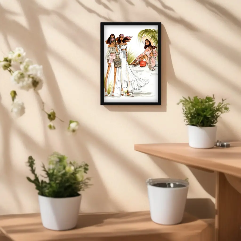 1466 Quadro-Decorativo-Moda-Mulheres-na-Praia