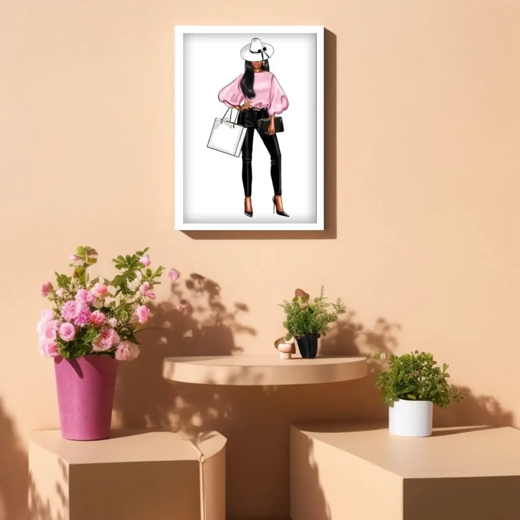 Quadro Decorativo Modelo Estilista Bolsa - Imagem 2