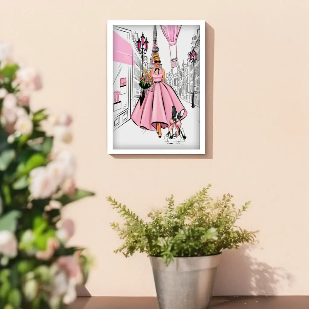 Quadro-Decorativo-Modelo-Vestido-Rosa