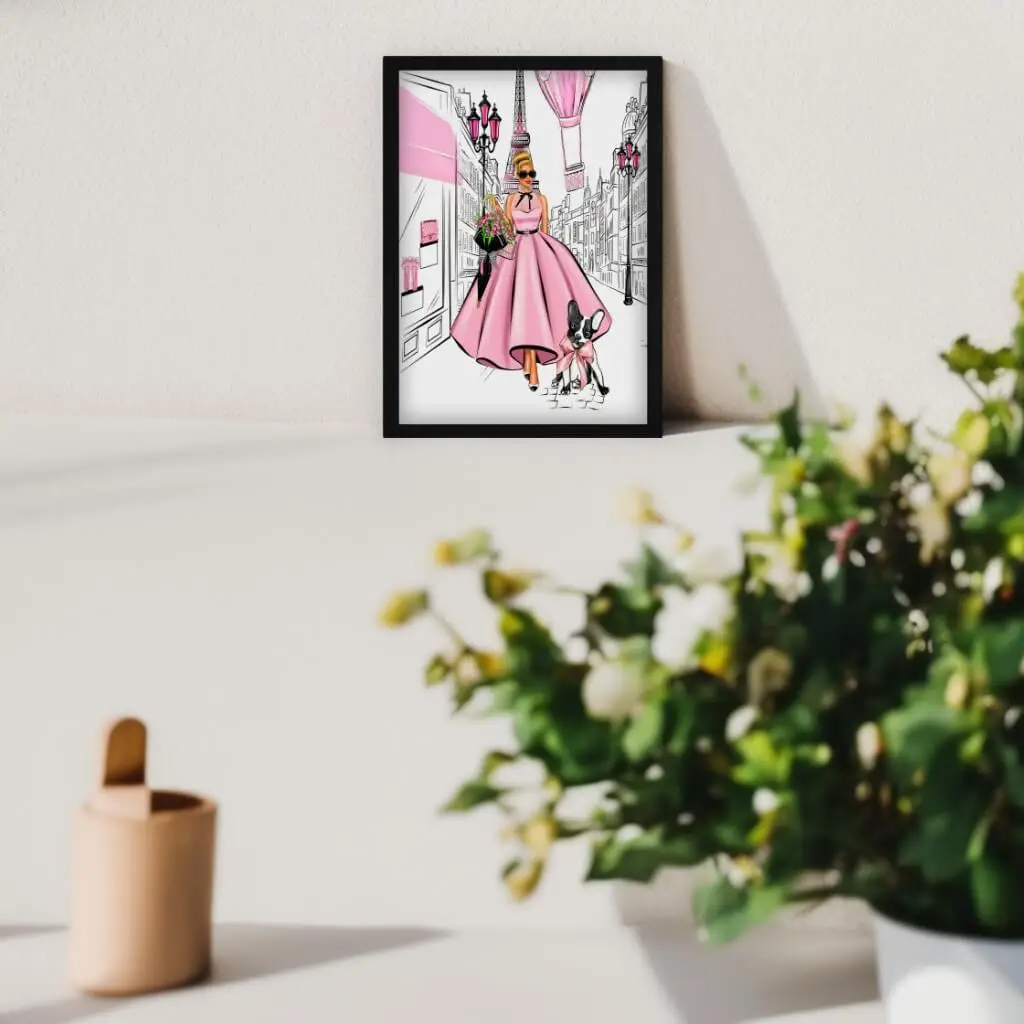 Quadro-Decorativo-Modelo-Vestido-Rosa - Imagem 2