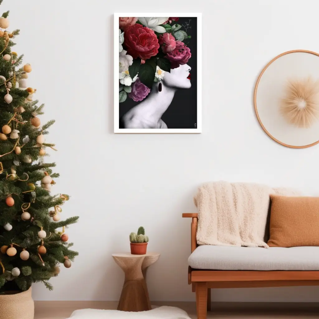 Quadro Decorativo Mulher Floral Vermelho - Imagem 2