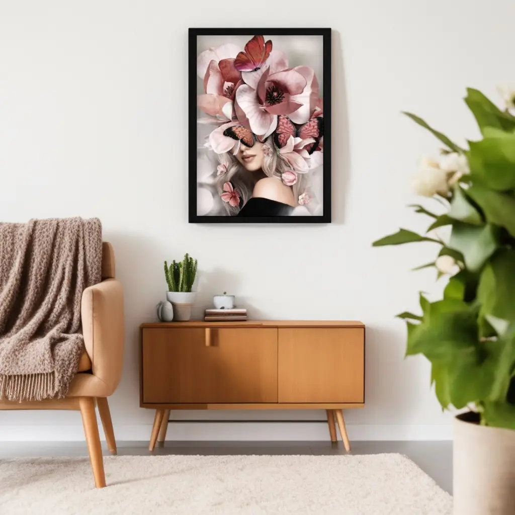 1703 Quadro-Decorativo-Mulher-Floral-Rosa