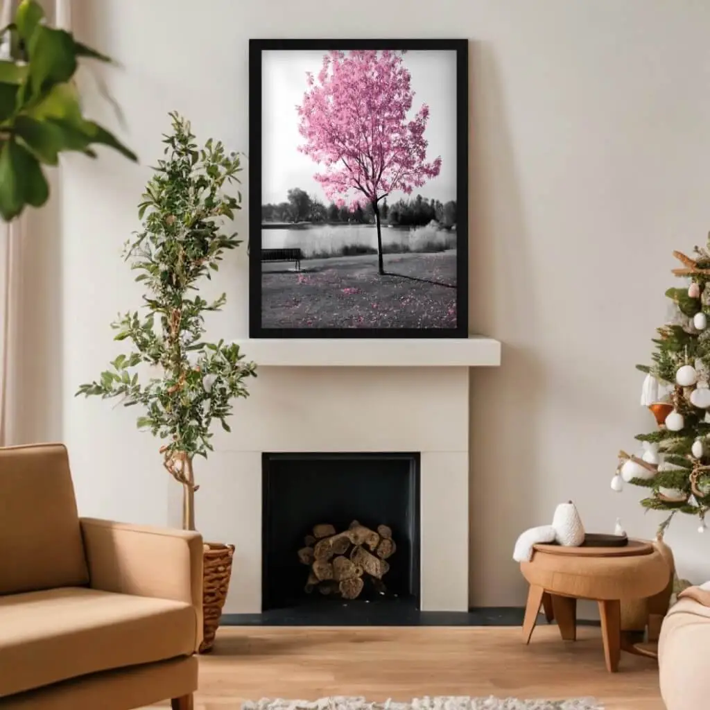 Quadro Decorativo Arvore Rosa - Imagem 2