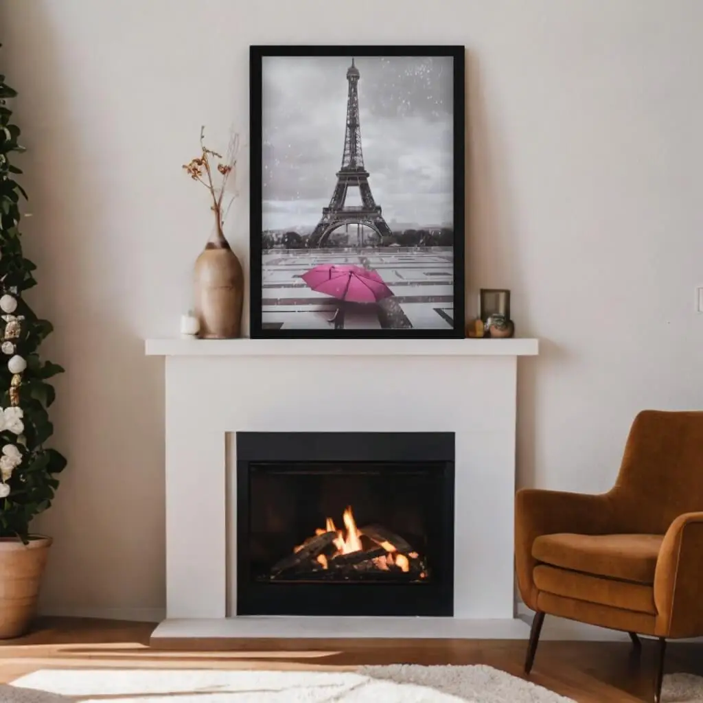 1808 Quadro-Decorativo-Paris-Guarda-Chuva-Rosa