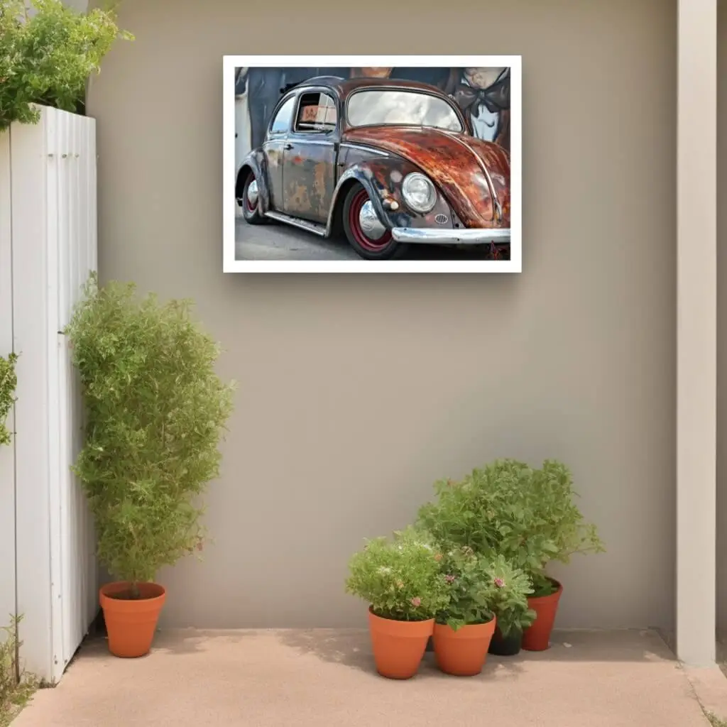 Quadro Decorativo Fusca Ferro Velho - Imagem 2
