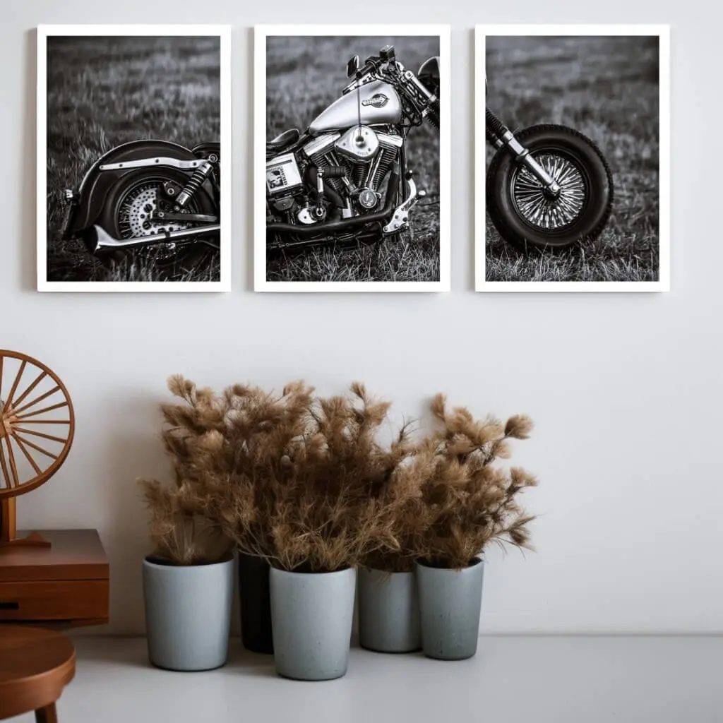 Kit-3-Quadros-Moto-Preto-e-branco