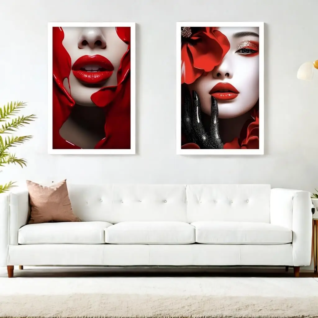 Kit 2 Quadros Modelos Red Flowers - Imagem 2