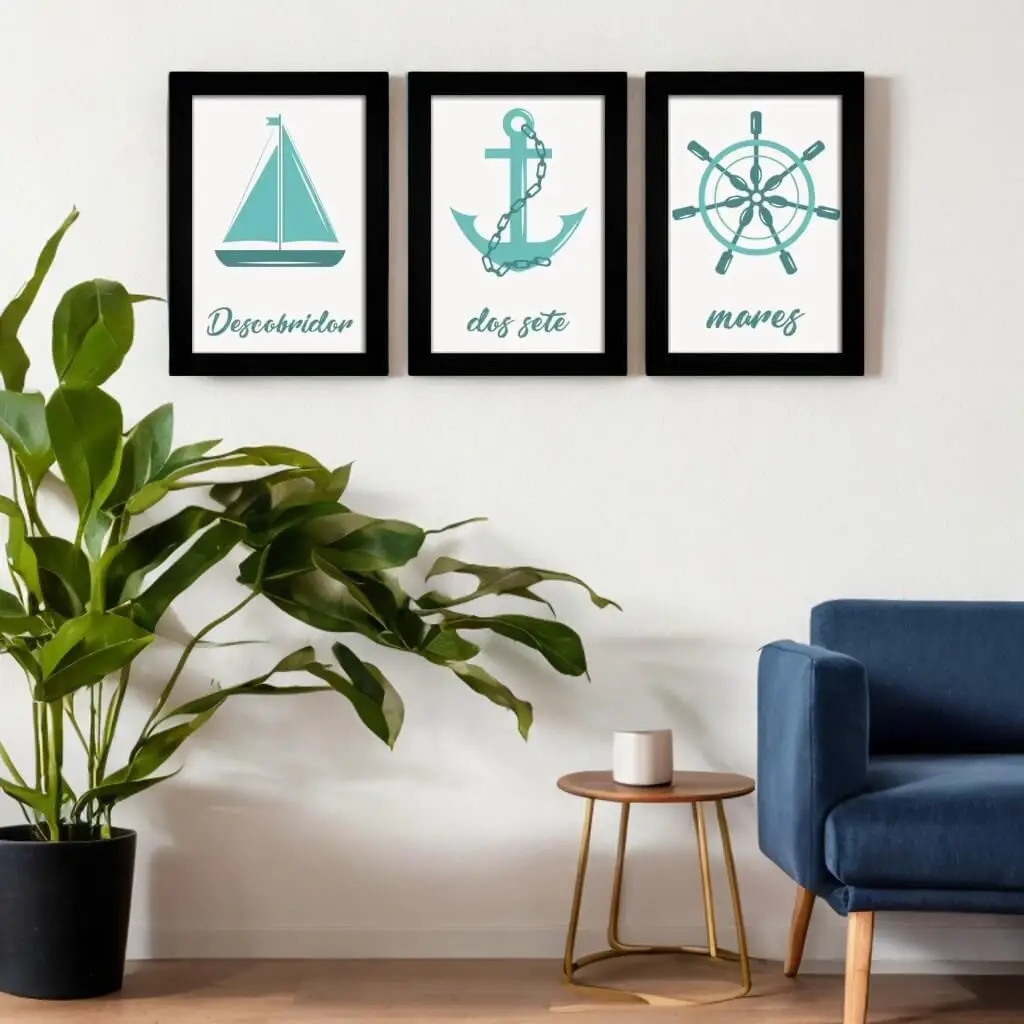Kit 3 Quadros Infantil Mar - Imagem 2