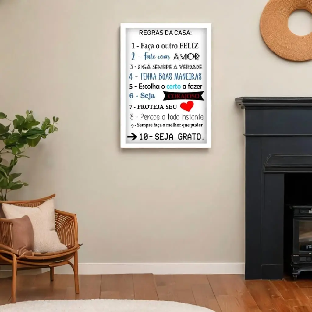 Quadro Decorativo 10 Regras da Casa - Imagem 2