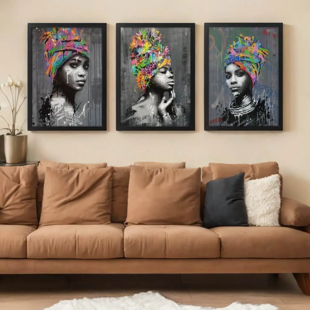 Kit 3 Quadros Artistio Modelos Afro - Imagem 2