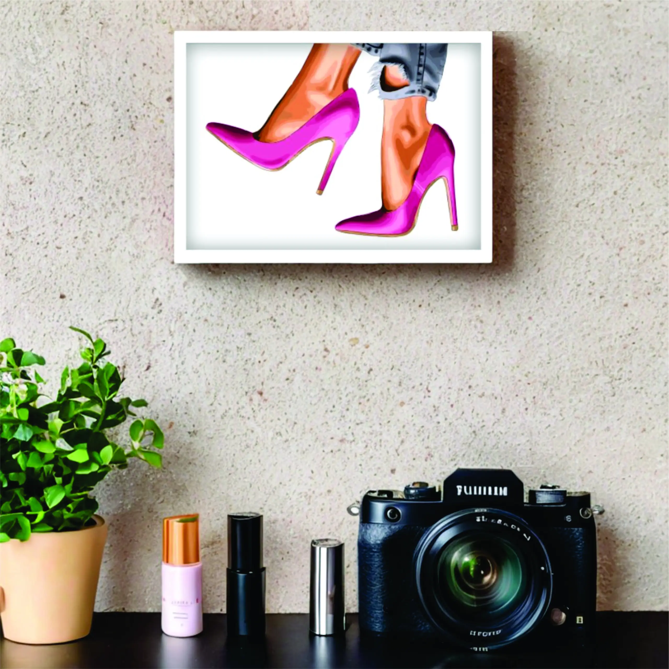 Quadro Decorativo Moda Salto Rosa - Imagem 2