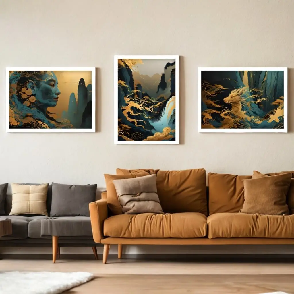 Kit 3 Quadros Arte Linhas BV - Imagem 2