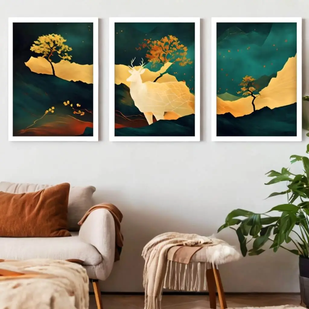 Kit 3 Quadros Paisagem Abstrata - Imagem 2