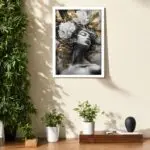 Quadro-Decorativo-Modelo-com-Floral-Branco