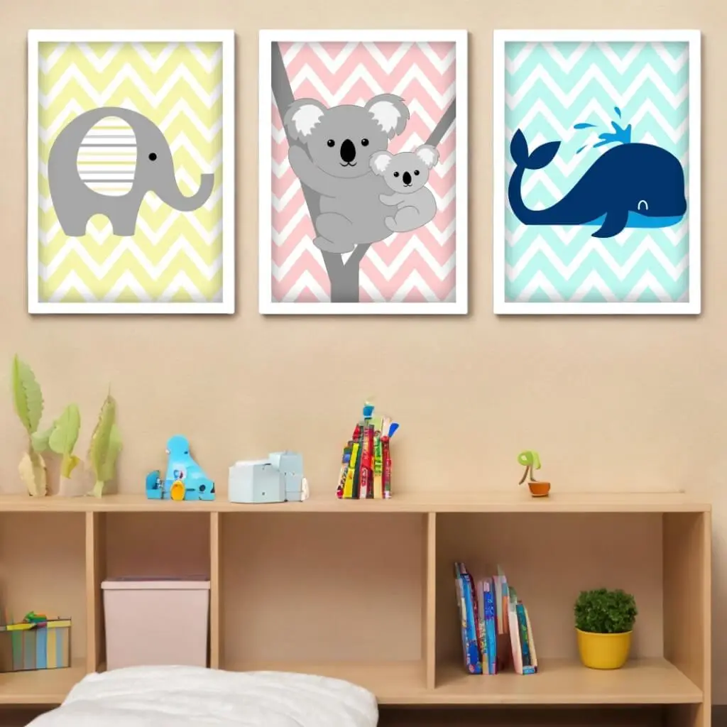 Kit-3-Quadros-Desenhos-de-Animais
