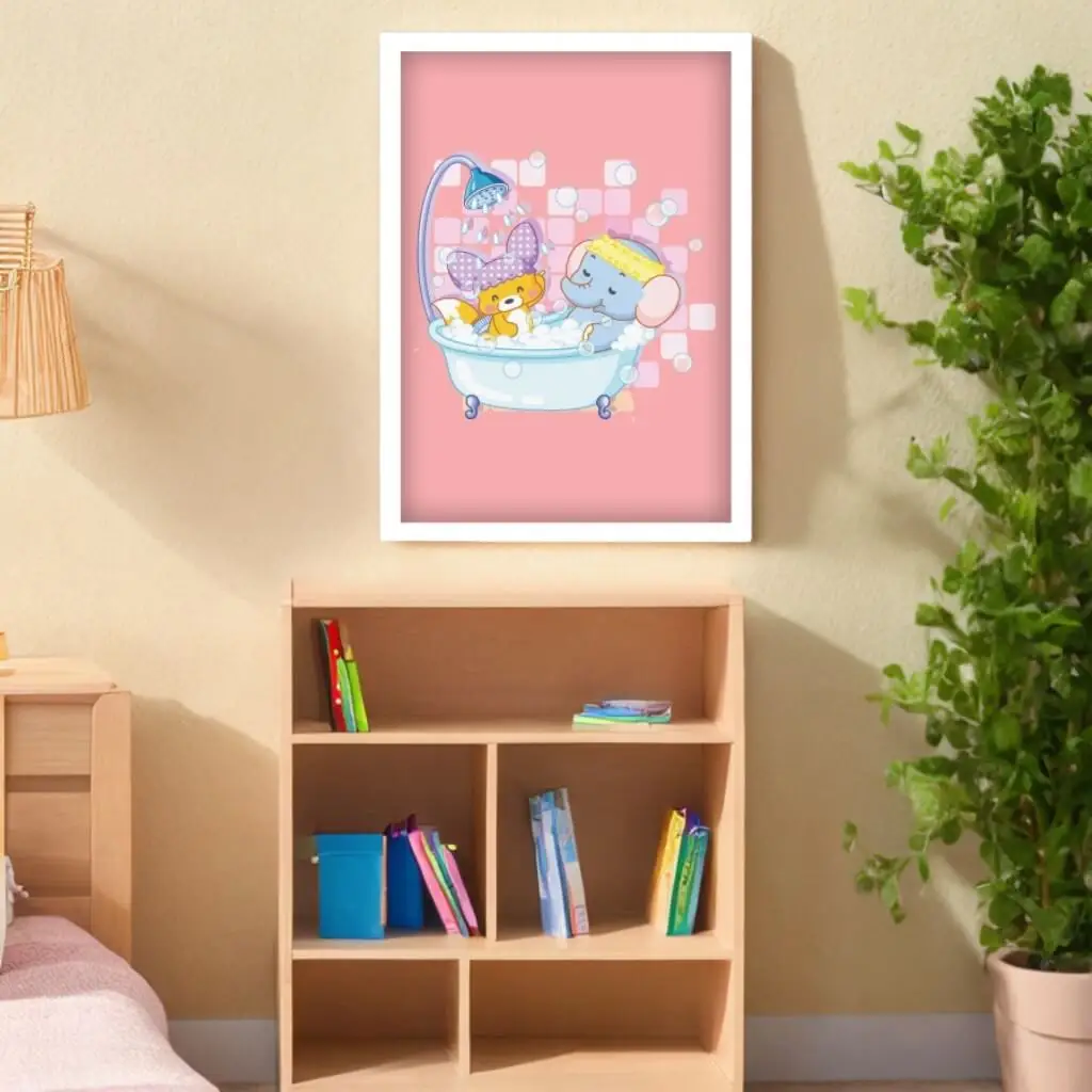 Quadro-Decorativo-Elefante-no-Banho