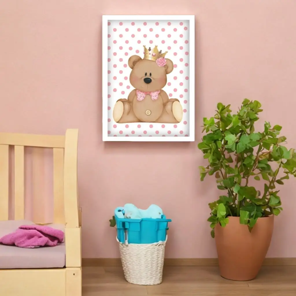 Quadro Decorativo Ursinha Rainha - Imagem 2