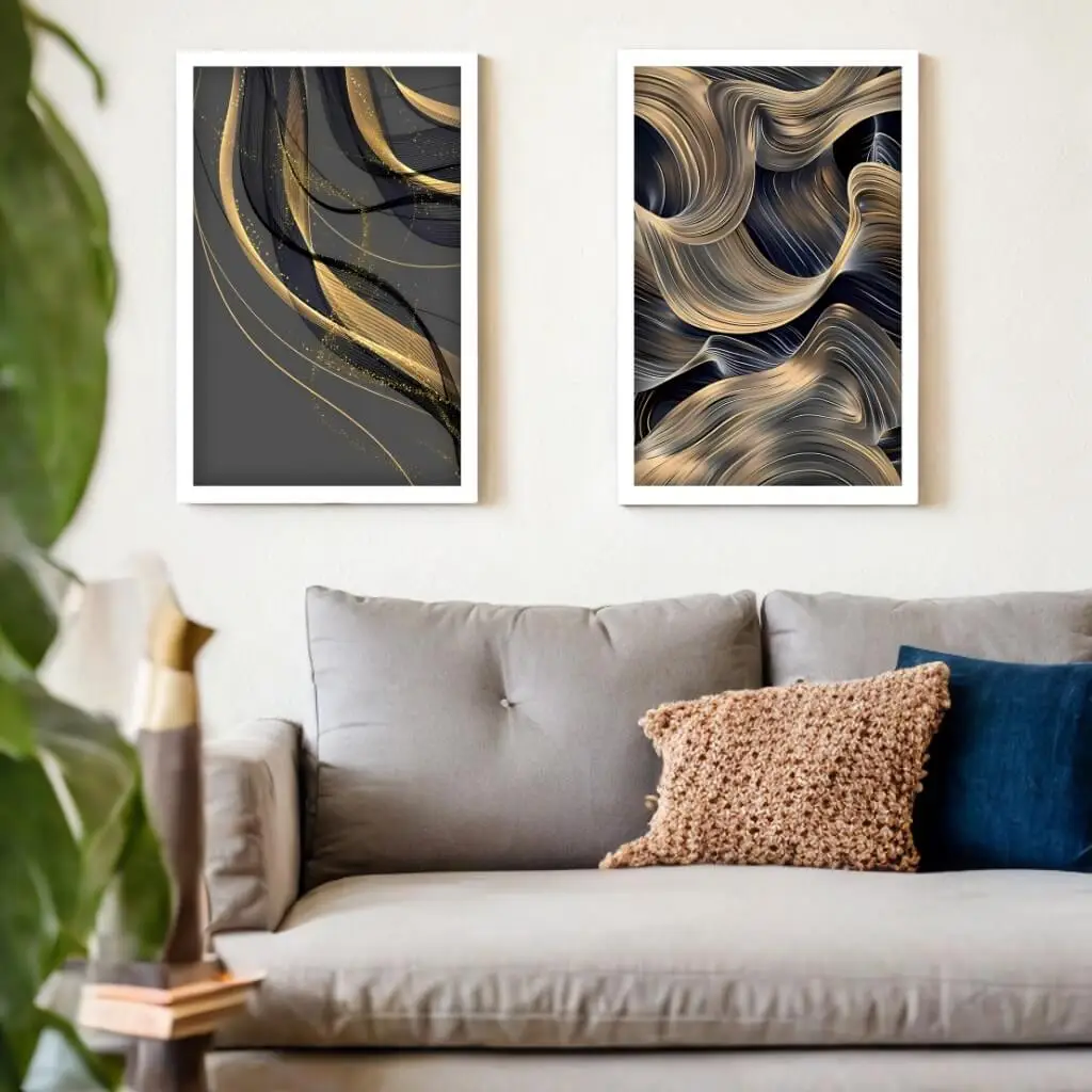 Kit 2 Quadros Abstrato Moderno - Imagem 2