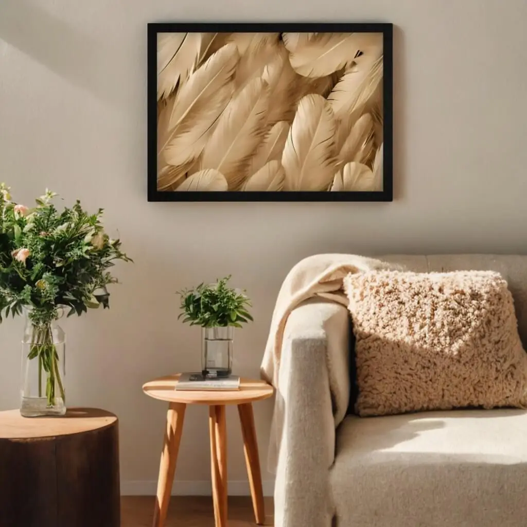 1884 Quadro-Decorativo-Penas-Bege