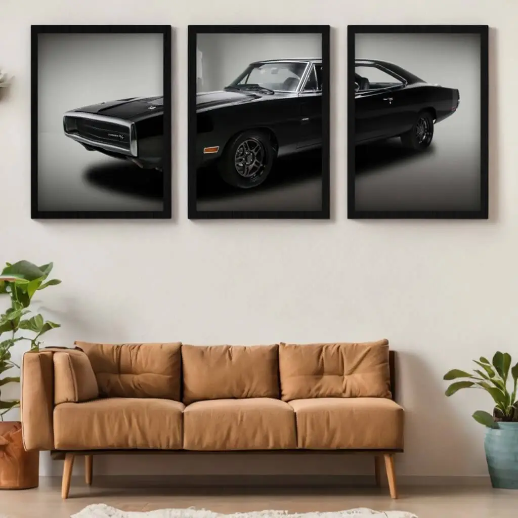 3043 Kit-3-Quadros-Conjunto-Dodge-Charger