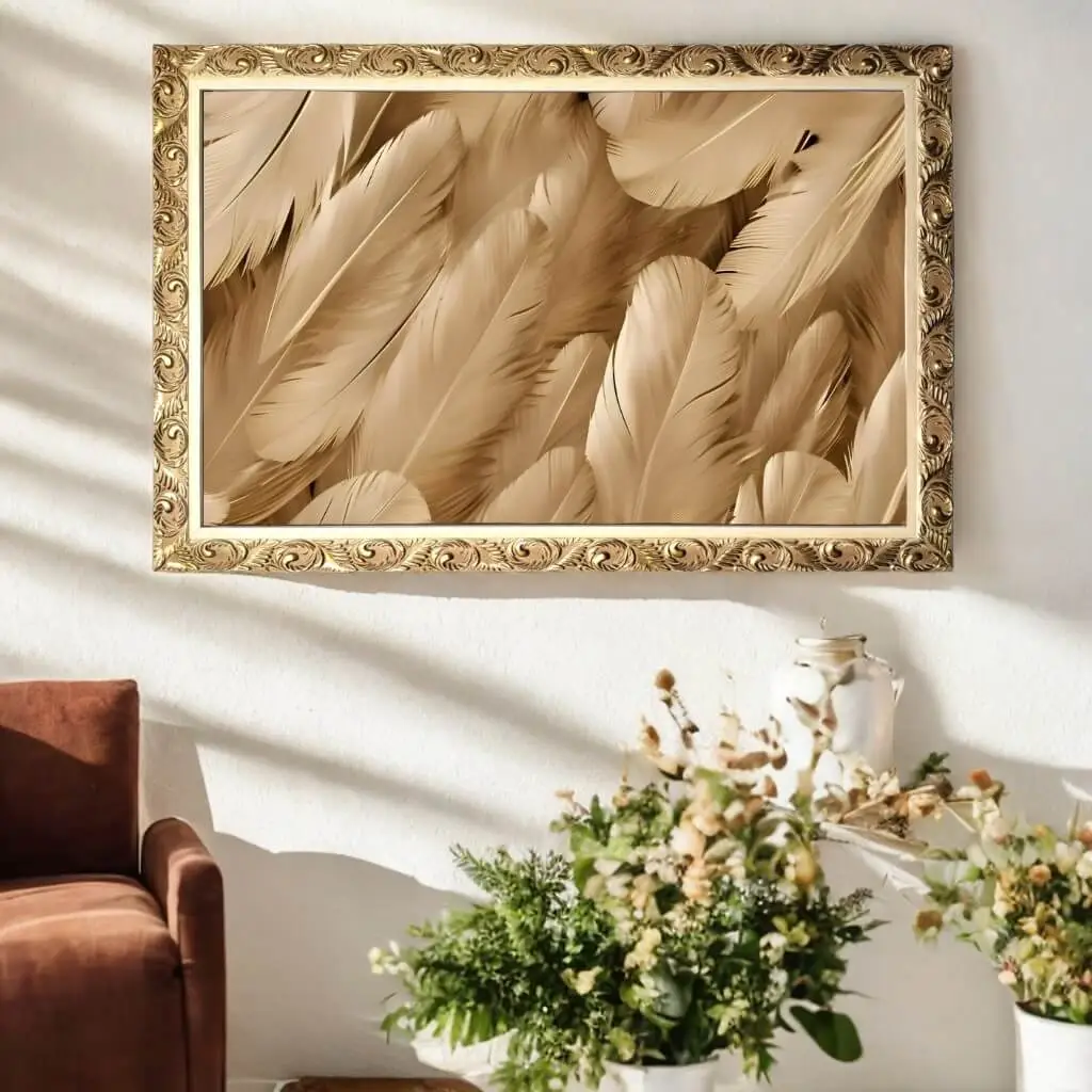 Quadro Decorativo Penas Bege - Big's - Imagem 2